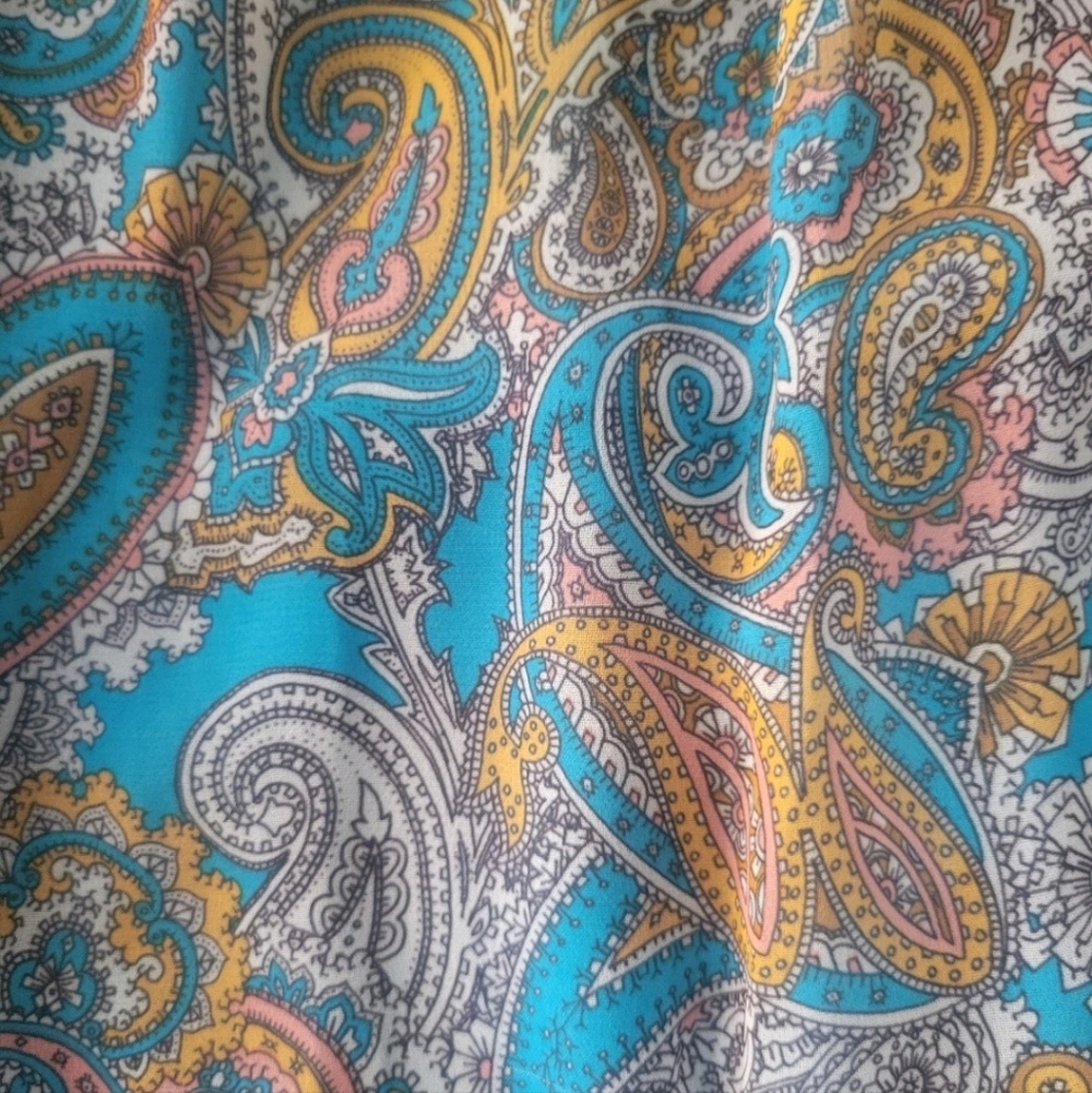 NEW H&M Paisley Sheer Sleevless Belted Midi Fress Blue Festival Boho Fairycore 8 - Picture 9 of 13